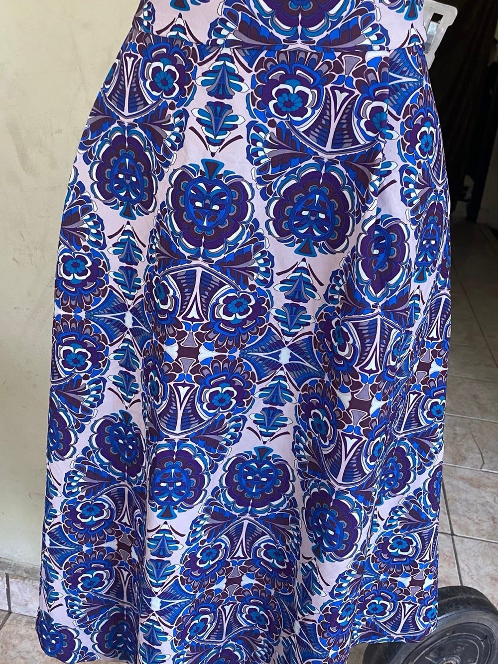 eva mendes for New York & Company Blue and Purple Floral A-Line Skirt